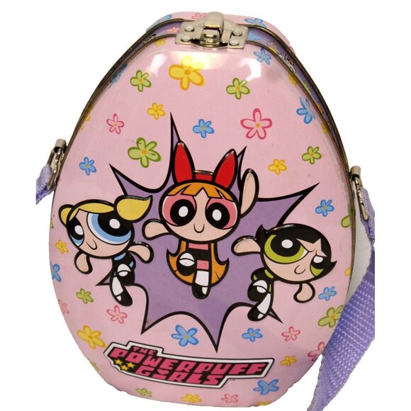 2002 Powerpuff Girls Metal Container Strap Egg Shape Purse Bag Easter Trinket - Picture 7 of 9